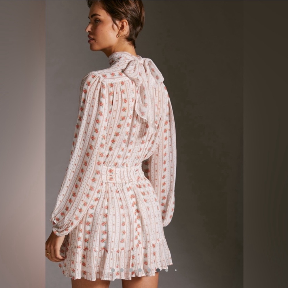 Anthropologie Letruebe rose ivory floral short dress size large